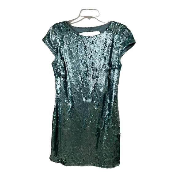 Zara Shimmering Green Sequin Mini Dress - Picture 4 of 15